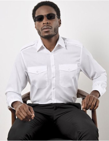 KUS-KK134-Mens Tailored Fit Pilot Shirt Long Sleeve